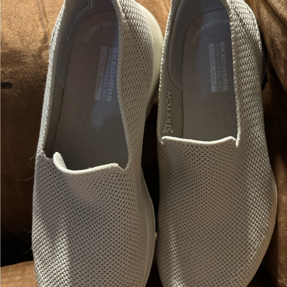 Skechers Gray Athletic Slip-On Shoes with Breathable Mesh